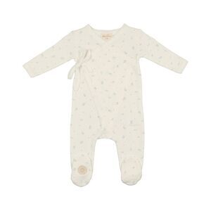 Mon Tresor Girls Leaf Print Wrap Footie, White